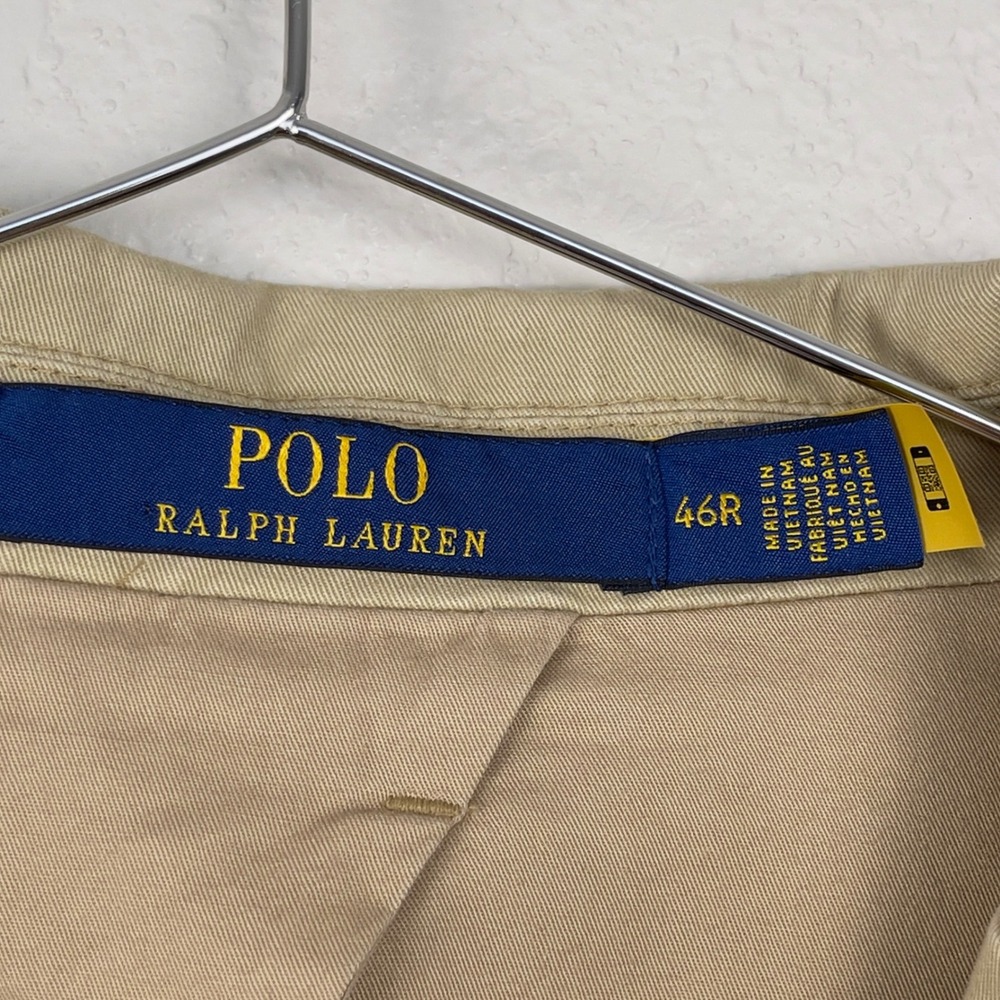 Polo Ralph Lauren Unconstructed Modern Suit Jacket 46R Tan Chino Blazer Preppy - Picture 6 of 11